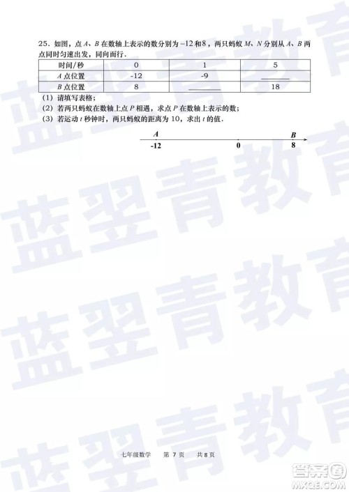 2018—2019学年度名校联盟阶段性学习质量测试题七年级数学参考答案 2018—2019学年度名校联盟阶段性学习质量测试题七年级数学参考答案