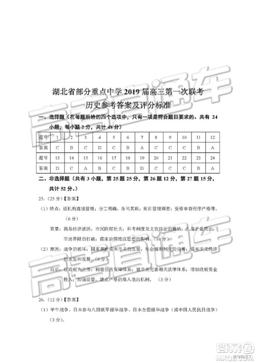 湖北省部分重点中学2019届高三第一次联考文科综合试卷及参考答案 湖北省部分重点中学2019届高三第一次联考文科综合试卷及参考答案