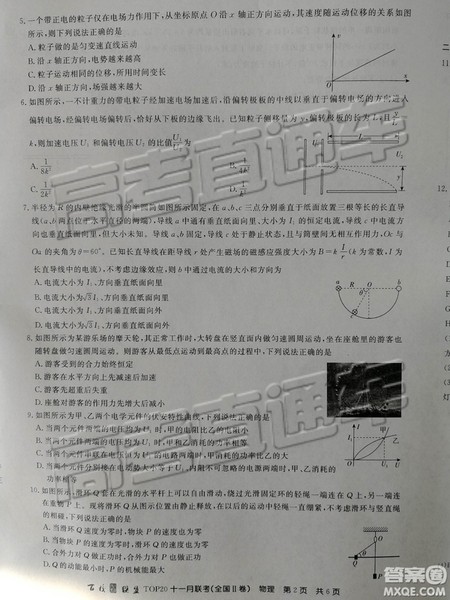 百校联盟2019届TOP20十一月联考全国Ⅱ卷物理试卷及参考答案