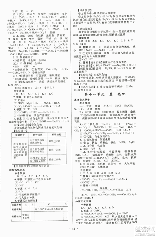 初中总复习优化设计2018人教版化学参考答案 初中总复习优化设计2018人教版化学参考答案