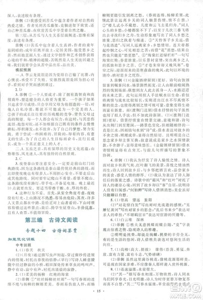 2018年初中总复习优化设计浙江专版语文参考答案