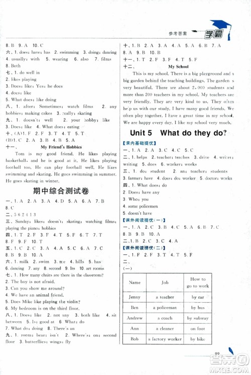 2018秋经纶学典小学学霸英语五年级上册江苏国标译林版参考答案 2018秋经纶学典小学学霸英语五年级上册江苏国标译林版参考答案