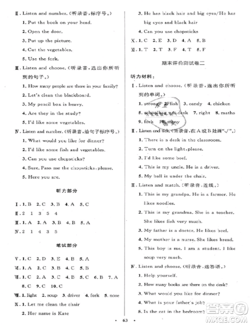 2018新版小学同步测控优化设计四年级上英语人教版增强版答案