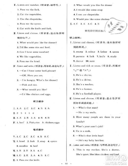 2018新版小学同步测控优化设计四年级上英语人教版增强版答案
