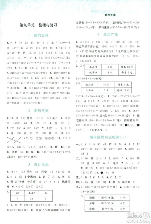 2018秋亮点给力提优班多维互动空间数学四年级上册新课标江苏版答案 2018秋亮点给力提优班多维互动空间数学四年级上册新课标江苏版答案