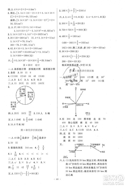 人教增强版2018小学同步测控优化设计6年级上册数学答案