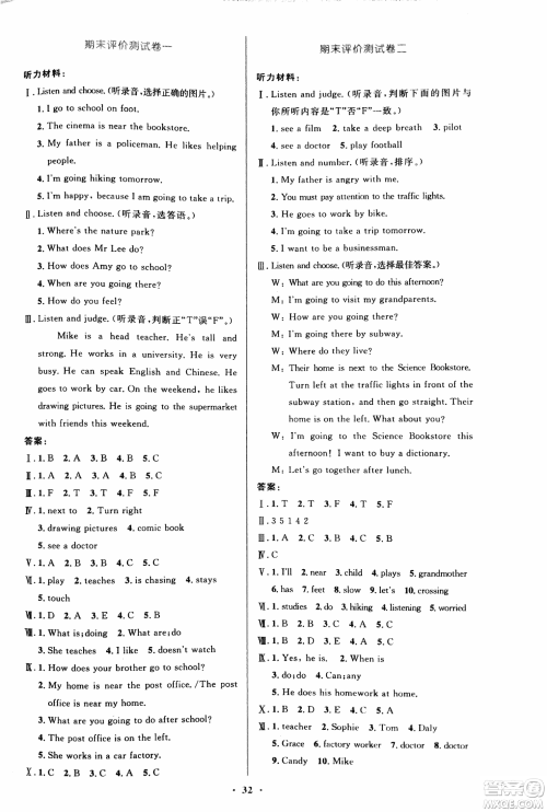 人教版小学同步测控优化设计2018年六年级英语PEP答案