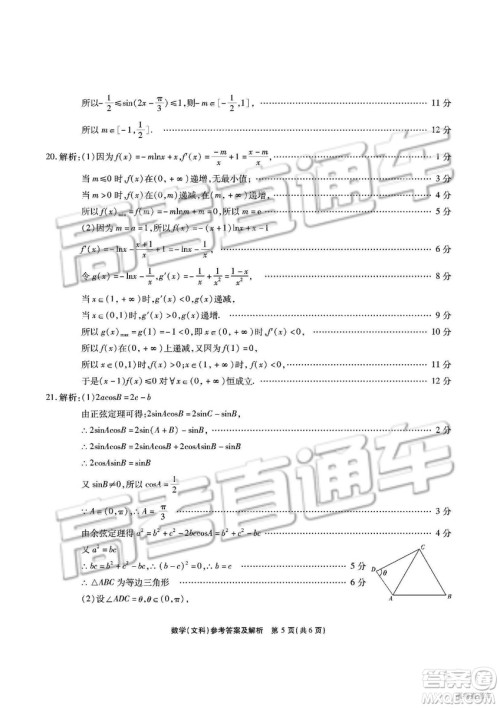 江淮十校2019届高三第二次联考文科数学试题及参考答案