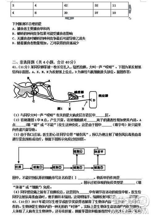 哈三中2018高二期中考试理综试卷答案