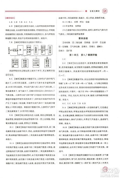 2018年最新版绩优学案七年级生物学上册苏科版答案