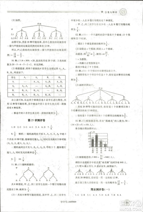 2018年绩优学案九年级数学华东师大版参考答案 2018年绩优学案九年级数学华东师大版参考答案