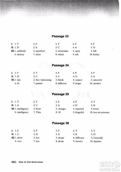 2018年新课标初中英语阅读100篇参考答案 2018年新课标初中英语阅读100篇参考答案