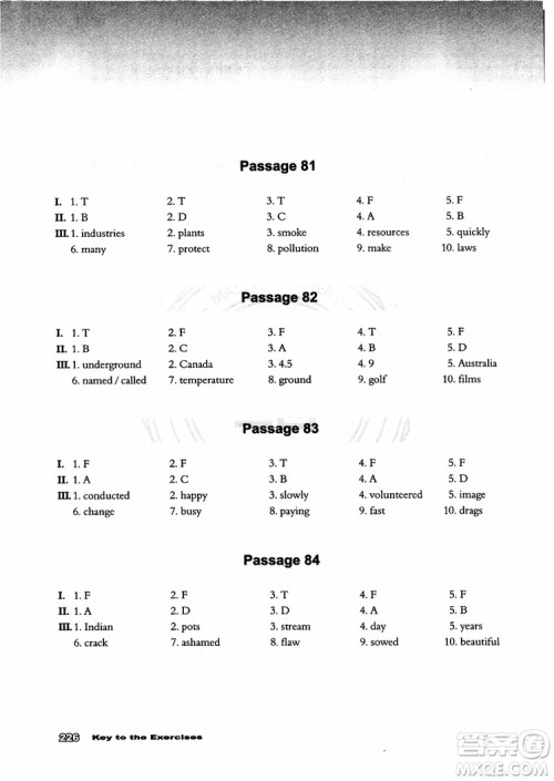 2018年新课标初中英语阅读100篇参考答案 2018年新课标初中英语阅读100篇参考答案