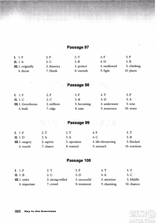 2018年新课标初中英语阅读100篇参考答案 2018年新课标初中英语阅读100篇参考答案
