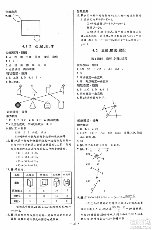 福建专版2018年人教版初中同步测控优化设计七年级上册数学答案 福建专版2018年人教版初中同步测控优化设计七年级上册数学答案