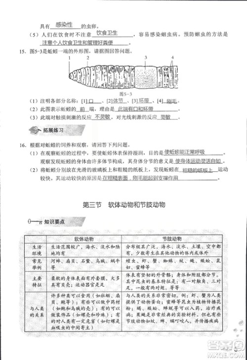 9787550720619知识与能力训练2018年生物学八年级上册人教版答案