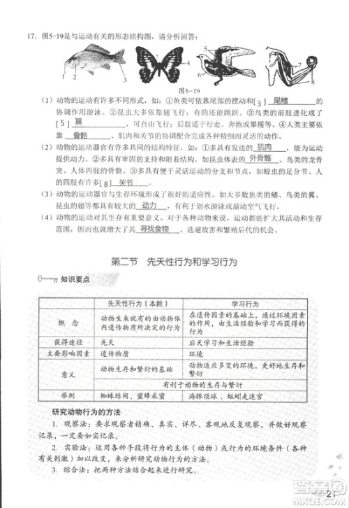 9787550720619知识与能力训练2018年生物学八年级上册人教版答案 9787550720619知识与能力训练2018年生物学八年级上册人教版答案