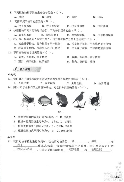 9787550720619知识与能力训练2018年生物学八年级上册人教版答案 9787550720619知识与能力训练2018年生物学八年级上册人教版答案