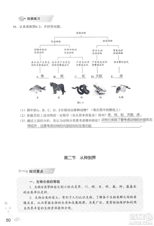 9787550720619知识与能力训练2018年生物学八年级上册人教版答案 9787550720619知识与能力训练2018年生物学八年级上册人教版答案