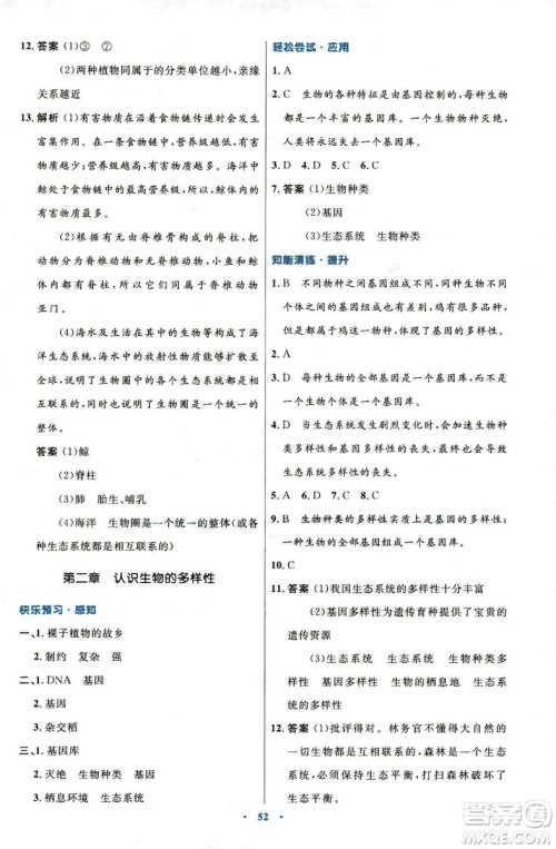 9787107316821优化设计8年级生物学上册人教版答案