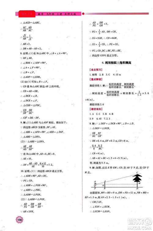 9787561391686绩优学案九年级数学上册北师大版2018答案