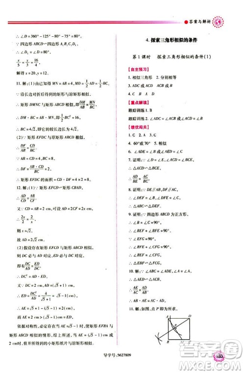 9787561391686绩优学案九年级数学上册北师大版2018答案