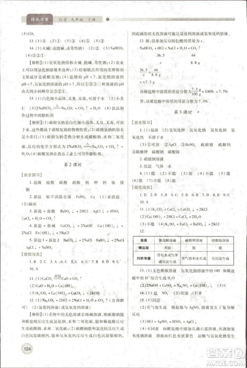 9787536965065绩优学案2018年九年级化学上下册合订本人教版答案