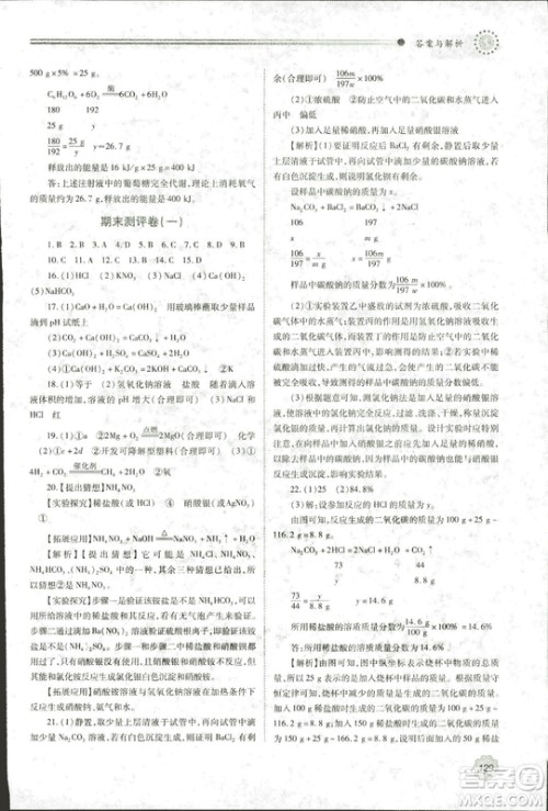 9787536965065绩优学案2018年九年级化学上下册合订本人教版答案