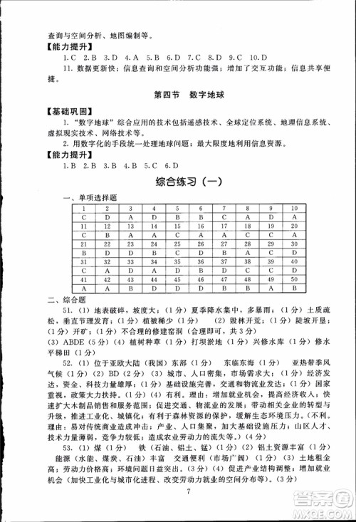 2018年海淀名师伴你学同步学练测高中地理必修3参考答案