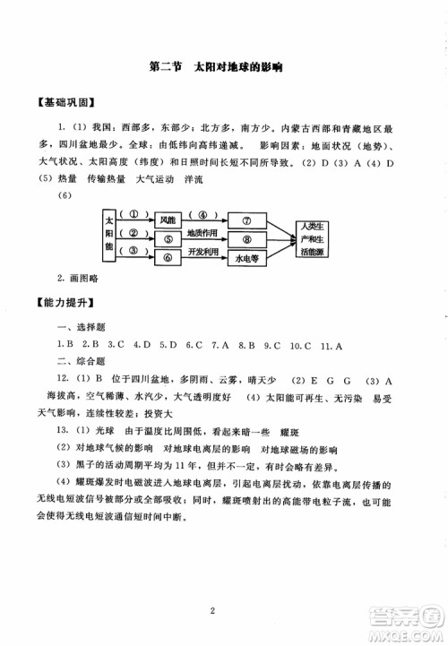 京师普教2018海淀名师伴你学同步学练测高中地理必修1参考答案