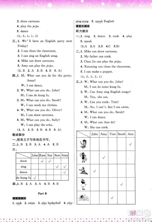 2018人教版新课程学习与测评同步学习英语五年级上册答案