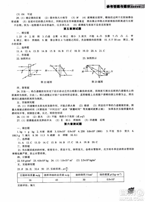 新课程2018物理能力培养八年级上人教版参考答案