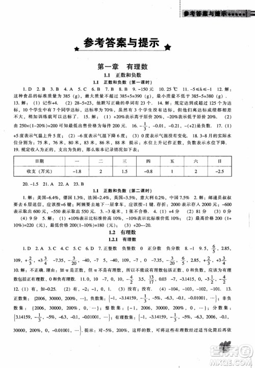 9787545130713新课程数学能力培养七年级上册人教版2018参考答案 9787545130713新课程数学能力培养七年级上册人教版2018参考答案