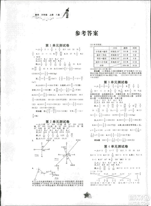 人教A版2018年新课程学习与测评单元双测六年级上册数学答案