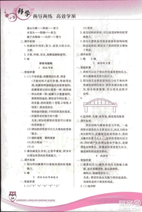 教科版2018年新课标两导两练高效学案六年级上册科学答案