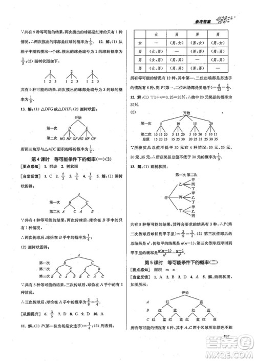 9787305167652江苏版金3练2018年课堂作业实验提高训练九年级上册数学答案