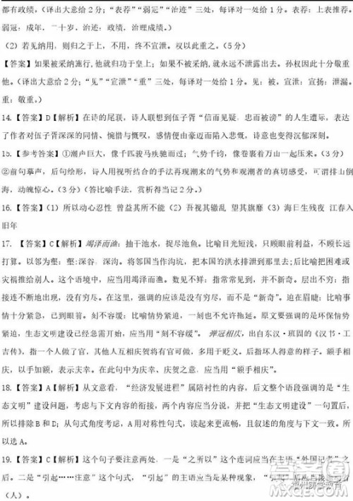 2019届岳阳一中高三期中考语文试题及答案 2019届岳阳一中高三期中考语文试题及答案