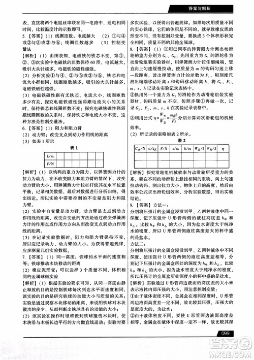 学而思2018初中解题全攻略物理参考答案