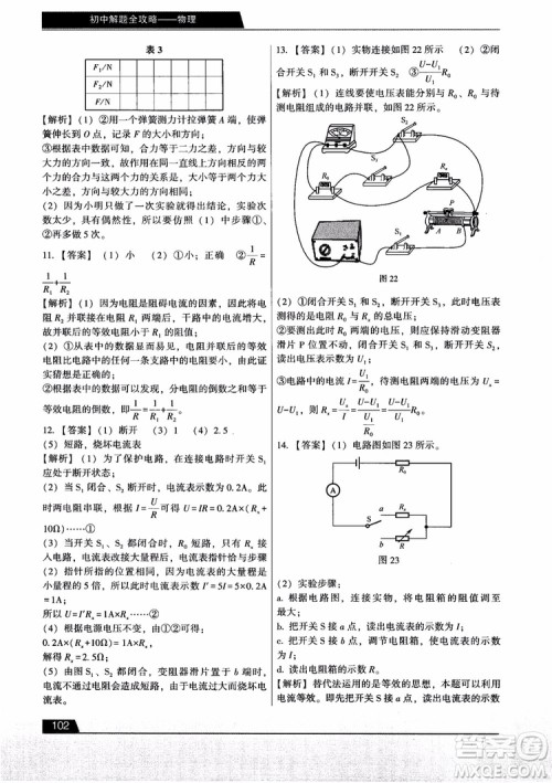 学而思2018初中解题全攻略物理参考答案