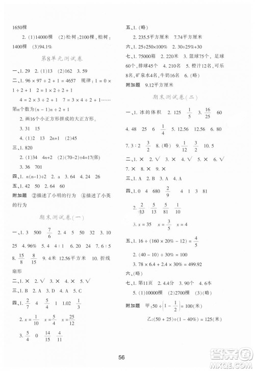 9787541999154学习与评价A版2018年六年级数学上人教版答案