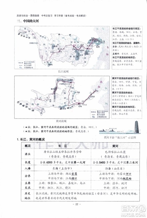 2018杨柳文化历史与社会思想品德中考总复习学习手册考点解读省考点版参考答案