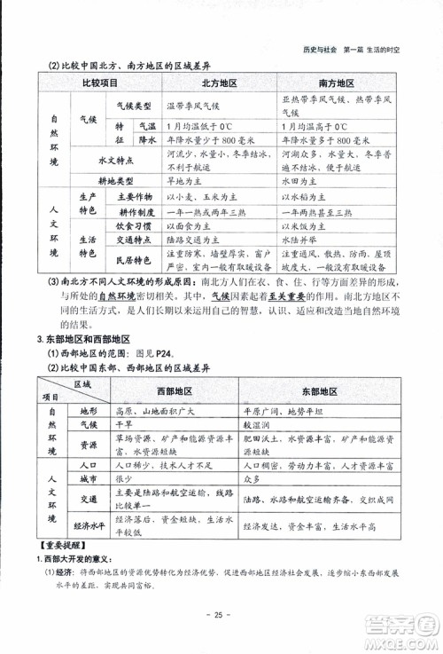 2018杨柳文化历史与社会思想品德中考总复习学习手册考点解读省考点版参考答案