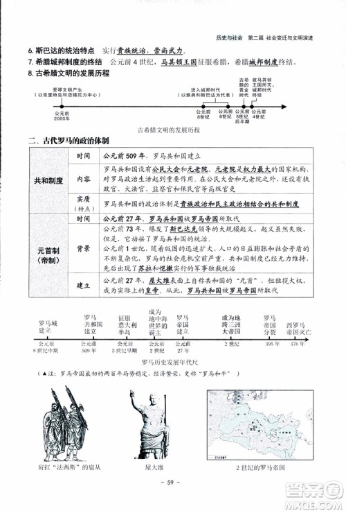 2018杨柳文化历史与社会思想品德中考总复习学习手册考点解读省考点版参考答案