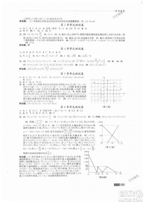 2018秋苏科版八年级上册数学学习与评价参考答案