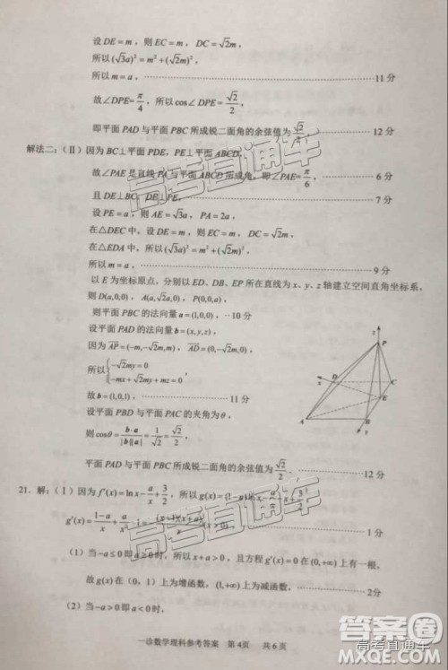 高三泸州一诊​2019届理数试题及参考答案