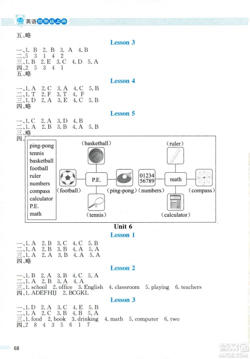 北师大版2018年课堂精练四年级英语上册答案 北师大版2018年课堂精练四年级英语上册答案