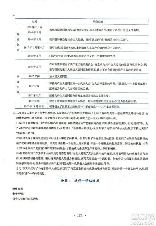 人教版2018年新编高中同步作业语文选修中外传记作品选读答案 人教版2018年新编高中同步作业语文选修中外传记作品选读答案