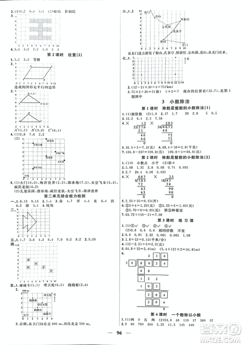 湖南师范大学出版社2018阳光课堂课时优化作业数学人教版五年级上参考答案 湖南师范大学出版社2018阳光课堂课时优化作业数学人教版五年级上参考答案