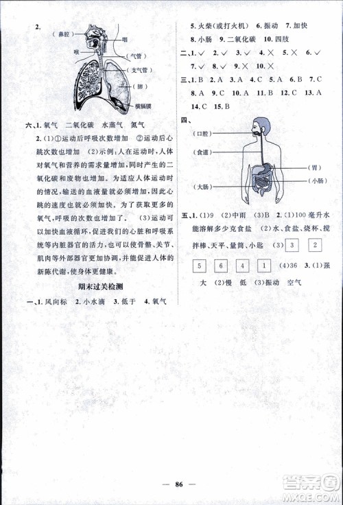 教科版2018秋阳光同学课时优化作业科学四年级上册科学JK参考答案 教科版2018秋阳光同学课时优化作业科学四年级上册科学JK参考答案