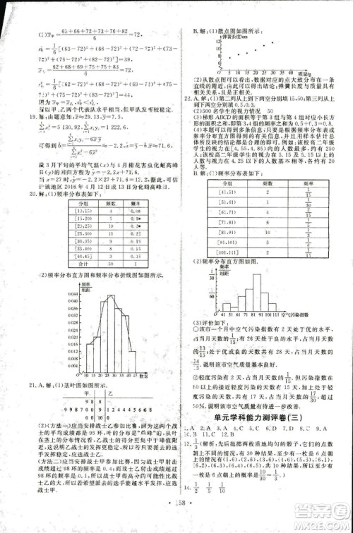 2018新版天舟文化能力培养与测试人教A版数学必修3参考答案